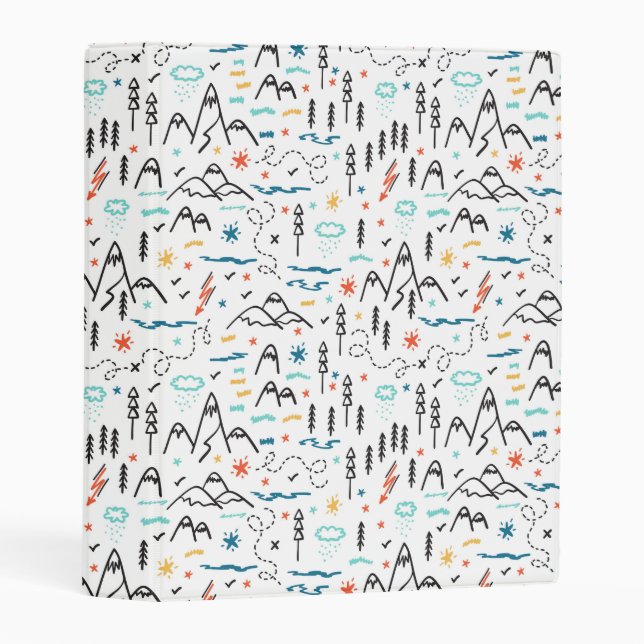 Mountain Hiking Pattern Mini Binder (Front/Spine)
