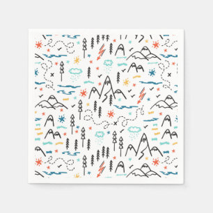 Mountain Hiking Pattern Napkins