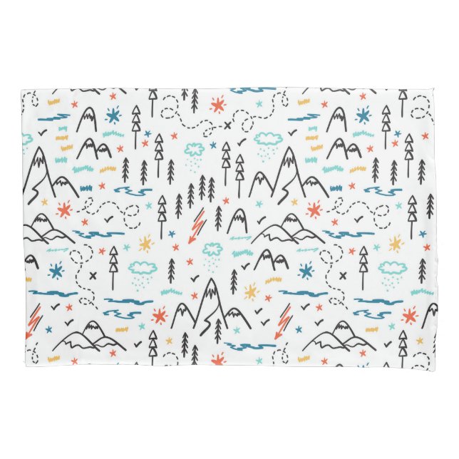 Mountain Hiking Pattern Pillow Case (Front-Left)