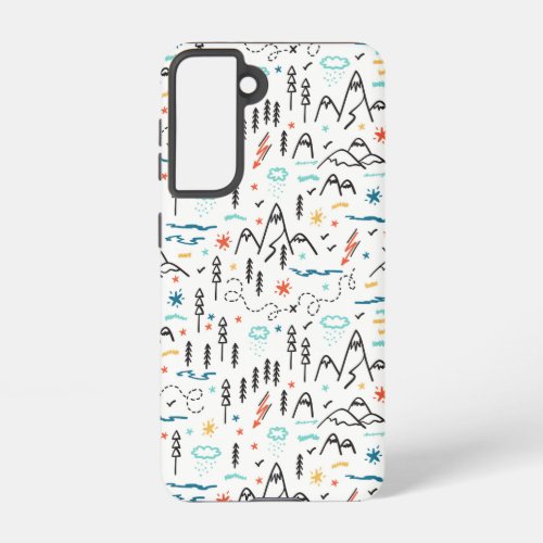 Mountain Hiking Pattern Samsung Galaxy S21 Case