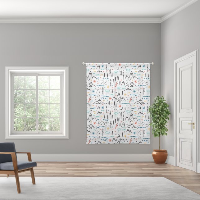 Mountain Hiking Pattern Sheer Curtains (Wide)