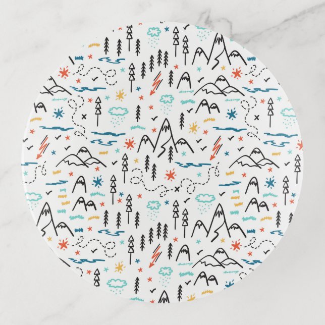Mountain Hiking Pattern Trinket Tray (Front)
