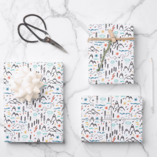 Mountain Hiking Pattern Wrapping Paper Sheets