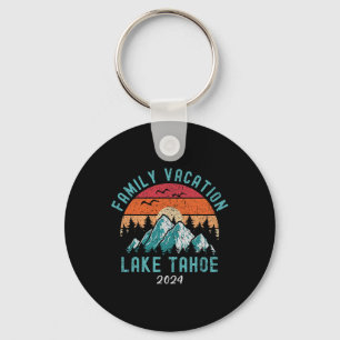Mountain Hiking Skiing Family Vacation Lake Tahoe Keychain