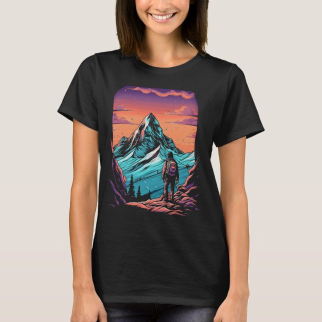 Mountain Hiking Sunset T-Shirt (Front)