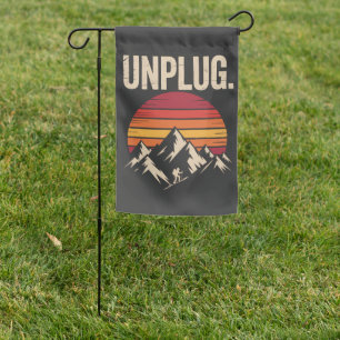 Mountain Hiking Unplug Garden Flag