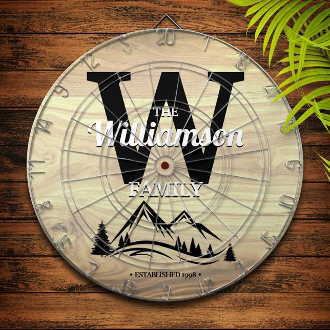 Mountain Home Family Name Personalized Dart Board (Creator Uploaded)