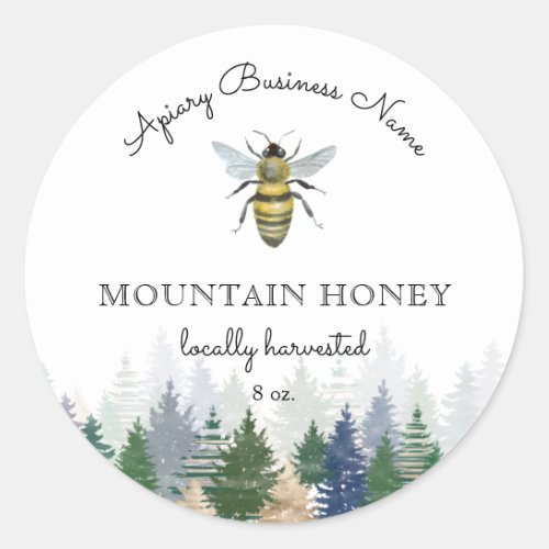 Mountain Honey Forest Trees Bee Apiary Product Classic Round Sticker