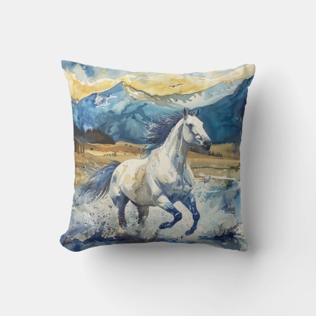 Mountain Horse Throw Pillow (Front)