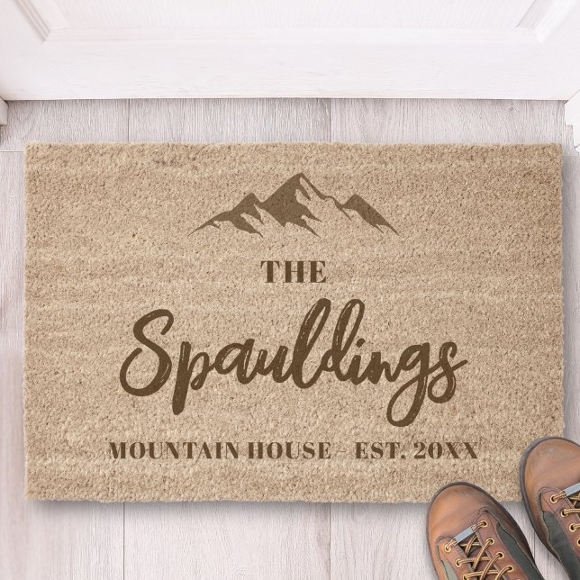 Mountain House, Custom Family Name, Welcome  Fiber Doormat (Creator Uploaded)