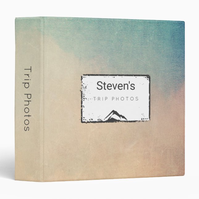 Mountain Illustration in Black Trip Photo Binder (Front/Spine)