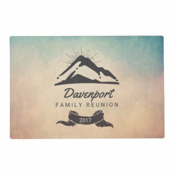 Mountain Illustration With Sun Rays Family Reunion Placemat by Mirribug at Zazzle
