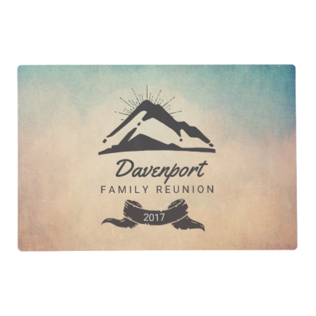 Mountain Illustration With Sun Rays Family Reunion Placemat