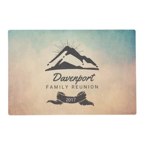 Mountain Illustration with Sun Rays Family Reunion Placemat