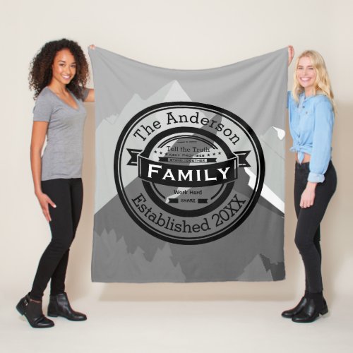 Mountain Inspirational Quote Family Rules Fleece Blanket