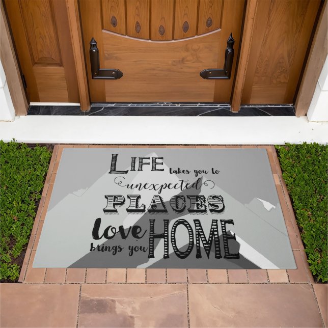 Mountain Inspirational Quote Life Takes You Doormat (Outdoor)