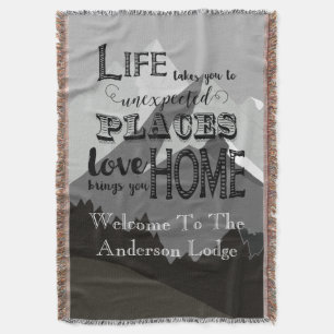 Mountain Inspirationl Quote Life Takes You Throw Blanket