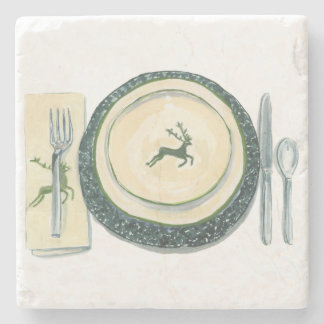 mountain inspired place setting on a coaster