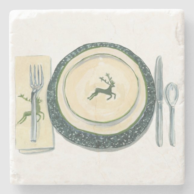 mountain inspired place setting on a coaster (Front)