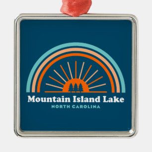 Mountain Island Lake North Carolina Rainbow Metal Ornament