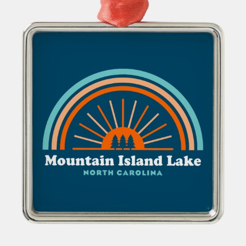 Mountain Island Lake North Carolina Rainbow Metal Ornament