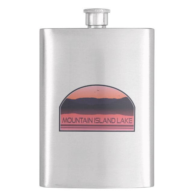 Mountain Island Lake North Carolina Red Sunrise Flask (Front)