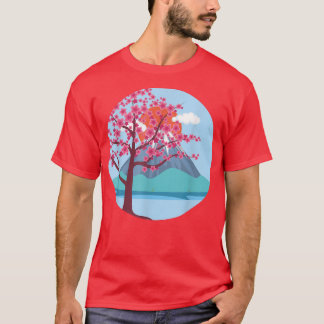 Mountain Japanese Pink Flower Pretty Sakura Cherry T-Shirt
