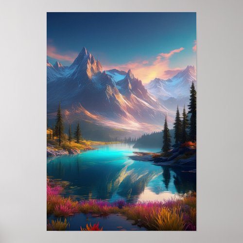 Mountain Jewel Crystal Clear Lake Poster
