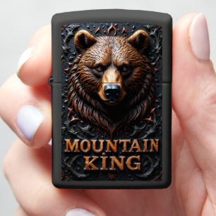 Mountain King Grizzly Bear Portrait Zippo Lighter