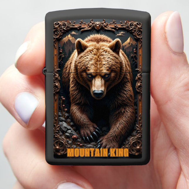 Mountain King Grizzly Bear Zippo Lighter (In Hand)
