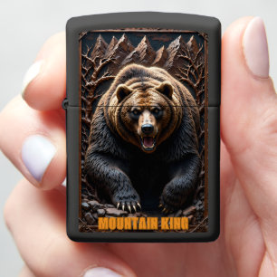 Mountain King Roaring Grizzly Bear Zippo Lighter