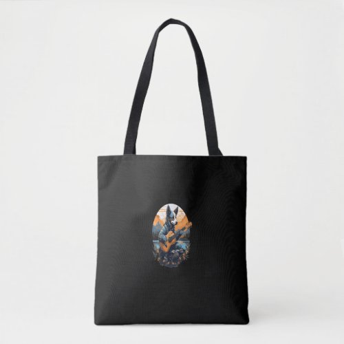 Mountain Lake Acoustic Guitar Blue Heeler Dog Tote Bag