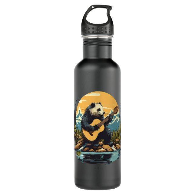 Mountain Lake Acoustic Guitar Skunk Stainless Steel Water Bottle (Front)