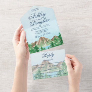 Mountain Lake All in One Wedding Invitations