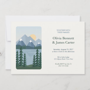 Mountain Lake and Pines Wedding Invitation