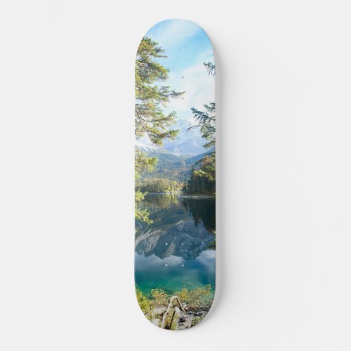 Mountain Lake Bliss 2 cabin decor wall art Skateboard
