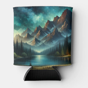Mountain Lake/cabin under the stars Can Cooler
