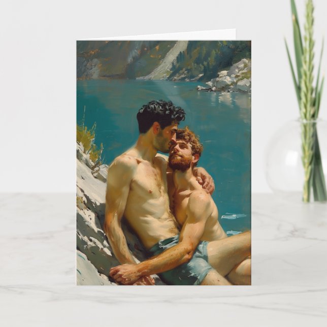 Mountain Lake Embrace Card (Front)