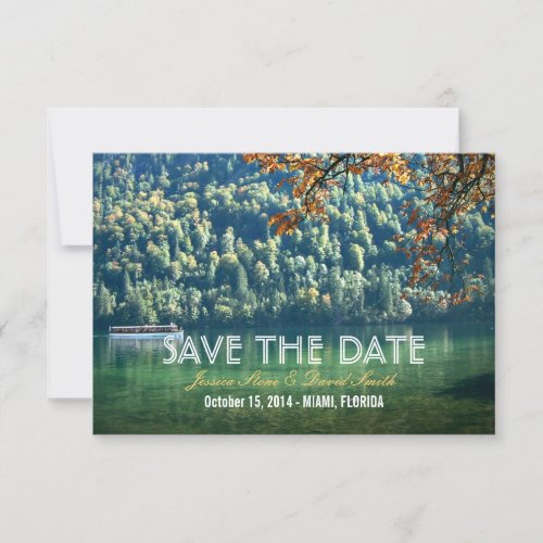 Mountain Lake Fall Wedding Save the Date Cards