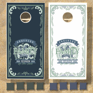 Mountain Lake Family Reunion Motif ID1317 Cornhole Set