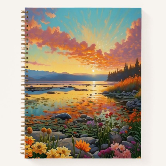 Mountain Lake Flowers Art Notebook (Front)