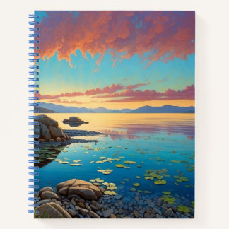 Mountain Lake Flowers Colorful Art Notebook