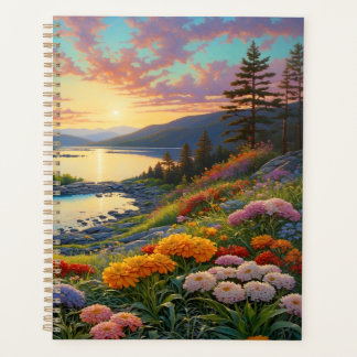 Mountain Lake Flowers Colorful Art Planner