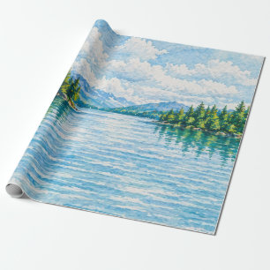 Mountain Lake Forest Landscape Wrapping Paper