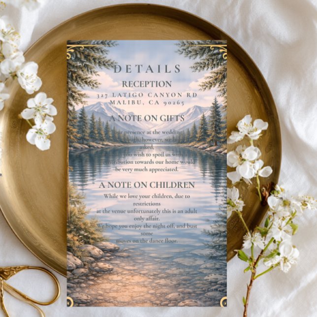 Mountain Lake Forest Reflection Wedding Enclosure Card (Creator Uploaded)