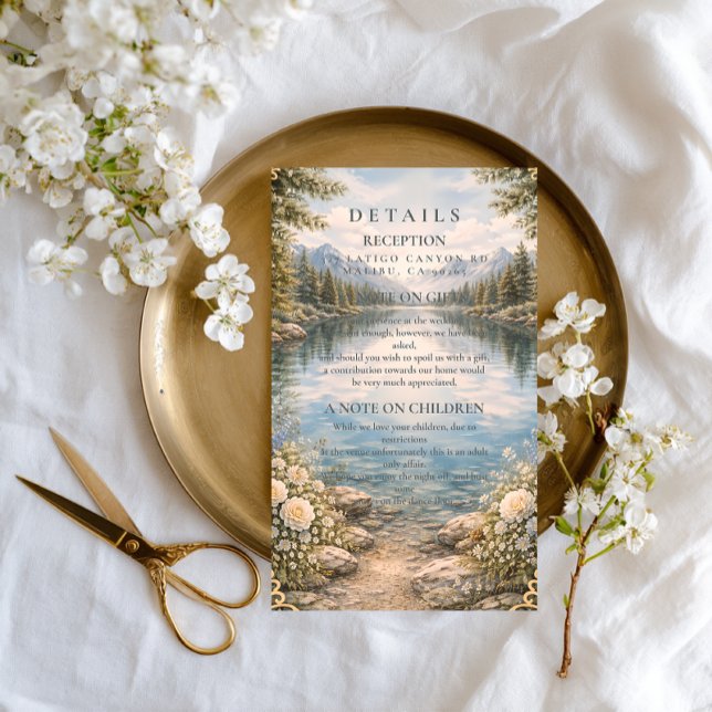 Mountain Lake Forest Wildflower Wedding Enclosure Card (Creator Uploaded)