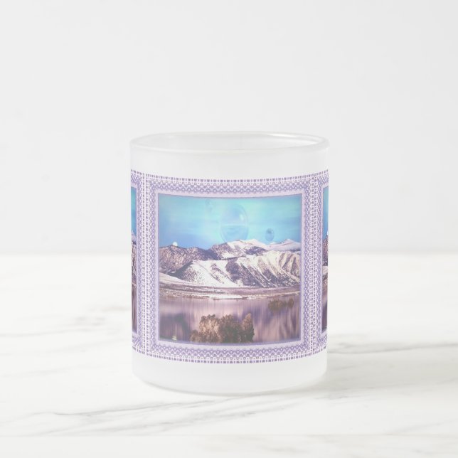 Mountain Lake Frosted Glass Coffee Mug (Center)