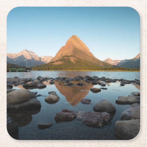 Mountain Lake  Glacier National Park Square Paper Coaster