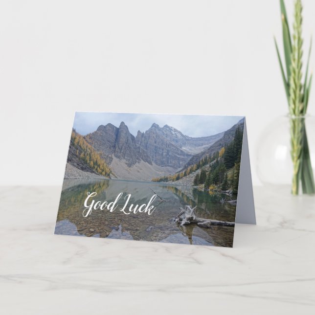Mountain Lake Good Luck Blank Inside Photo Card (Front)