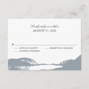 Mountain Lake Gray   Wedding RSVP Card